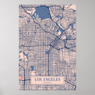 Los Angeles California Breezy City Map Travel Poster