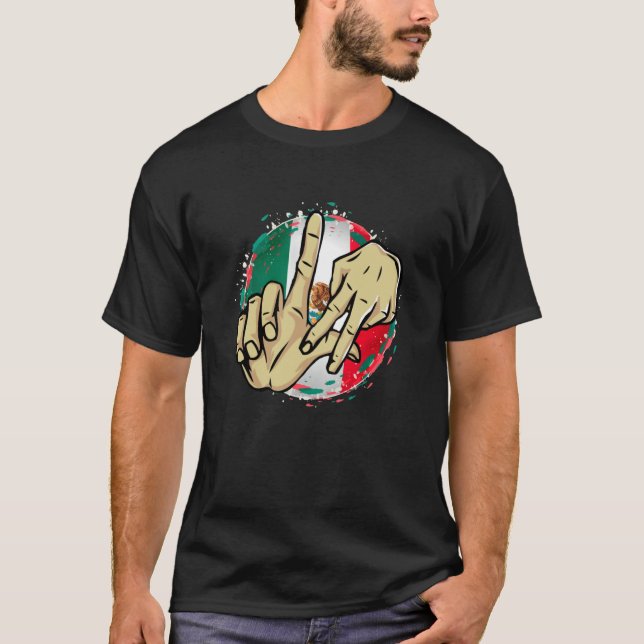 Los Angeles California Chicano Mexico Flag LA Hand T-Shirt (Front)