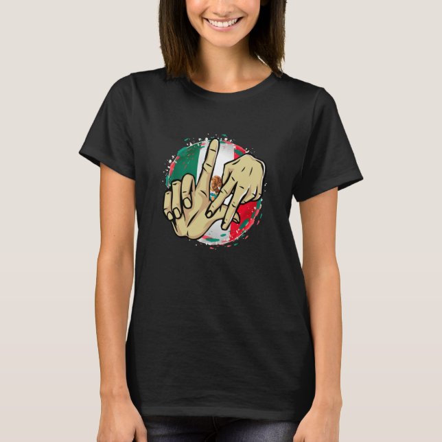 Los Angeles California Chicano Mexico Flag LA Hand T-Shirt (Front)