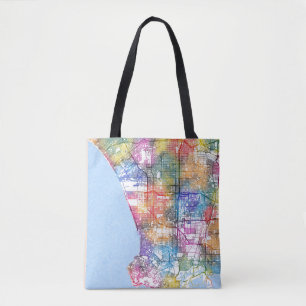 Los Angeles California City Map Tote Bag