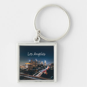 Los Angeles California City Skyline at night Key Ring