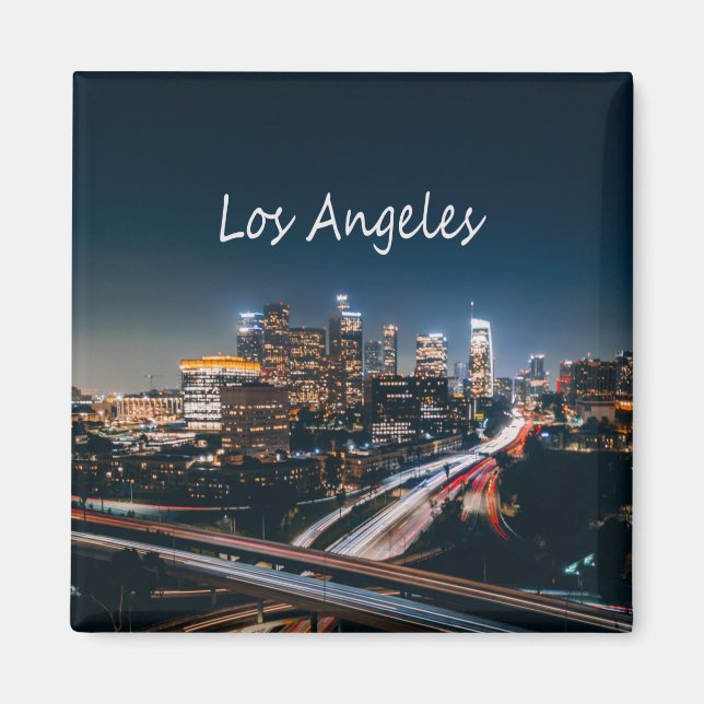 Los Angeles California City Skyline at night Magnet (Front)