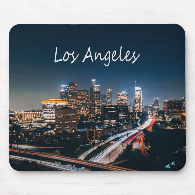 Los Angeles California City Skyline at night Mouse Pad (Front)
