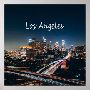 Los Angeles California City Skyline at night Poster