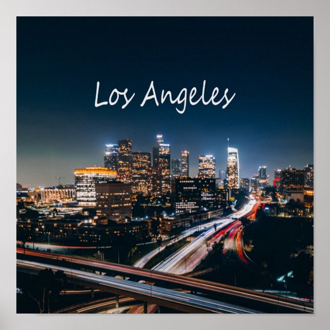 Los Angeles California City Skyline at night Poster (Front)