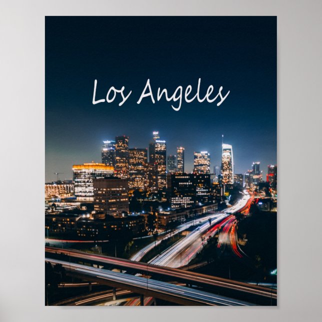 Los Angeles California City Skyline at night Poster (Front)
