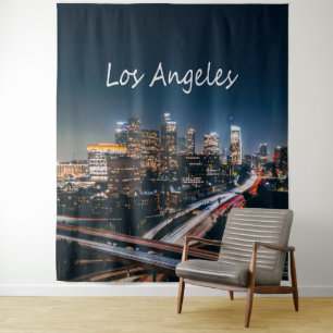 Los Angeles California City Skyline at night Tapestry