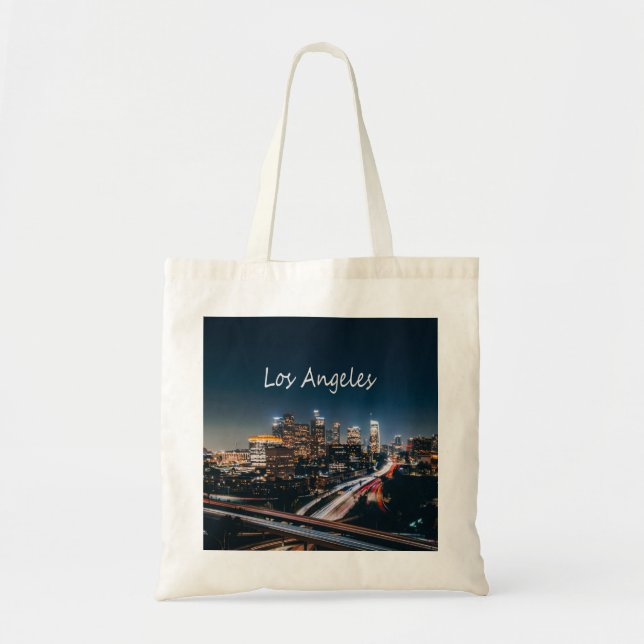 Los Angeles California City Skyline at night Tote Bag (Front)
