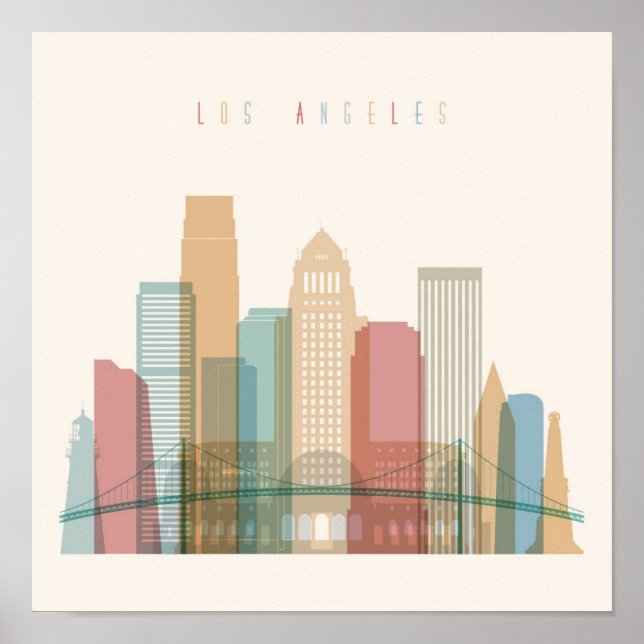 Los Angeles, California | City Skyline Poster (Front)