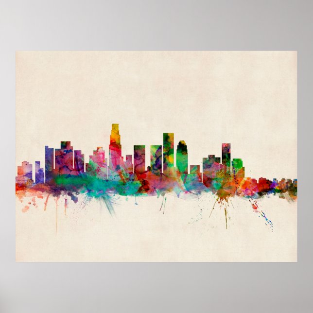 Los Angeles California Cityscape Skyline Poster (Front)