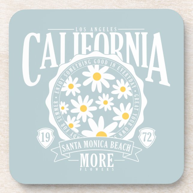 Los Angeles California Floral Graphic Coaster (Front)