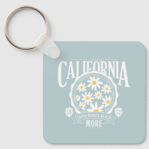 Los Angeles California Floral Graphic Key Ring