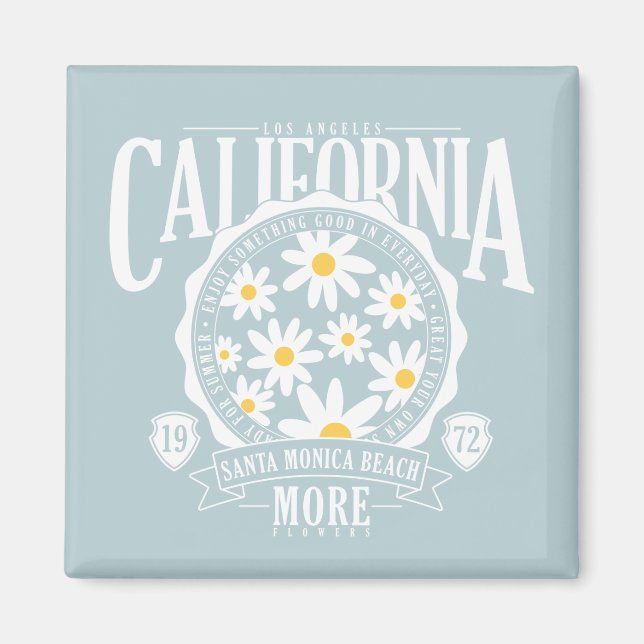 Los Angeles California Floral Graphic Magnet (Front)