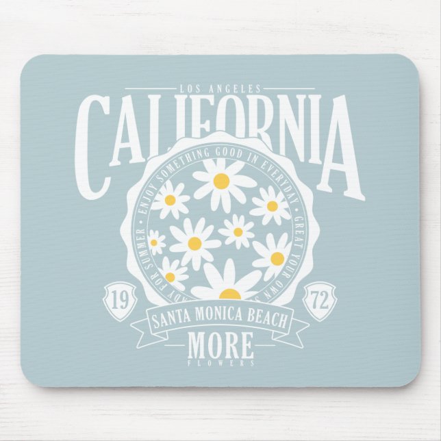 Los Angeles California Floral Graphic Mouse Pad (Front)