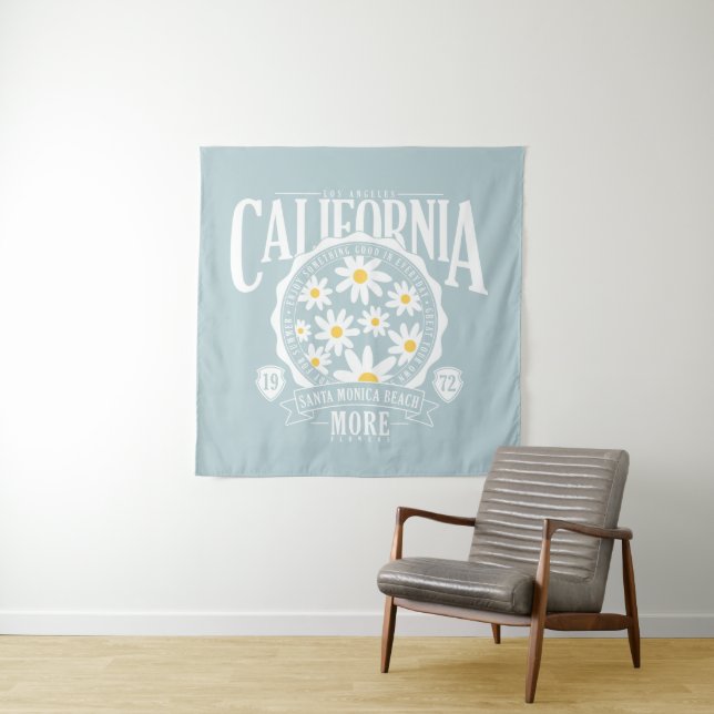 Los Angeles California Floral Graphic Tapestry (In Situ)