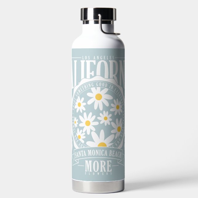 Los Angeles California Floral Graphic Water Bottle (Left)