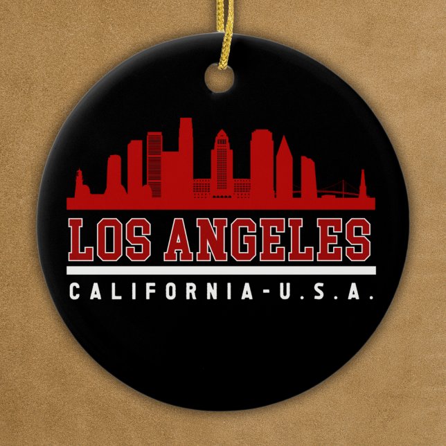 Los Angeles California Fun Skyline City Ceramic Ornament (Creator Uploaded)