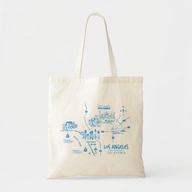 Los Angeles California Illustrated Map Tote (Front)
