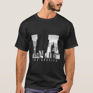Los Angeles California La Skyline Pride Black Whit T-Shirt