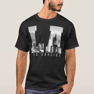 Los Angeles California LA Skyline Pride Black Whit T-Shirt
