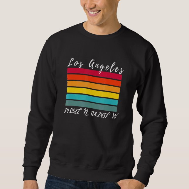 Los Angeles California Latitude Longitude La Souve Sweatshirt (Front)