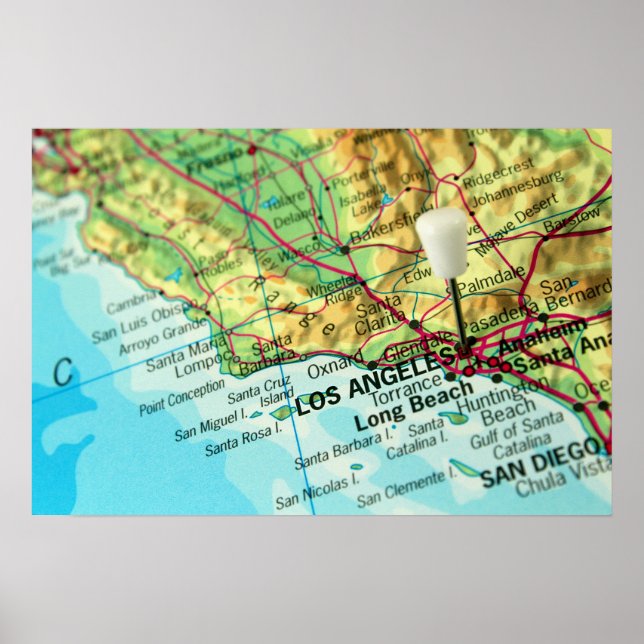 Los Angeles, California Map Poster (Front)