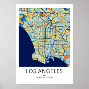 Los Angeles California Map Poster Modern Art