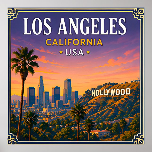 🌴 Los Angeles California Memory From Hollywood 🌴 Poster (Front)
