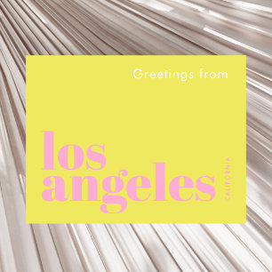 Los Angeles California modern pink yellow  Postcard