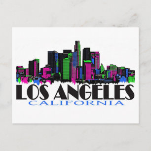Los Angeles California neon skyline Postcard