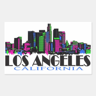 Los Angeles California neon skyline Rectangular Sticker