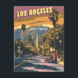 Los Angeles California Postcard<br><div class="desc">Dive into a world of sunshine,  surf,  and classic Californian cool. Cruise down palm-lined boulevards,  soak up the Hollywood spotlight,  or simply relax on the beach with a Pacific breeze in your hair.  This poster is your ticket to LA's timeless appeal.</div>
