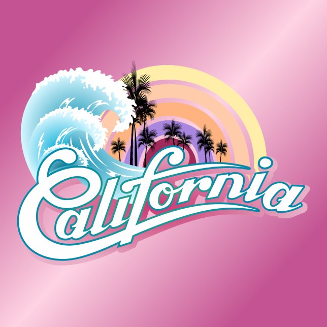 Los Angeles California Rainbow Retro Tropical T-Shirt (Creator Uploaded)