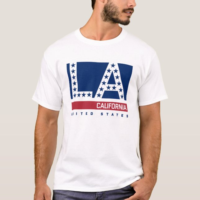Los Angeles, California | Red,White & Blue Skyline T-Shirt (Front)