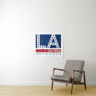 Los Angeles, California Red,White & Blue Skyline Tapestry