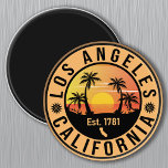 Los Angeles California Retro Sunset Souvenirs Palm Magnet<br><div class="desc">Los Angeles California. This retro design makes a great Christmas or Birthday gift for fans of Los Angeles Beach. The retro summer vibes design is a perfect gift for travel lovers and tropical destinations fans.</div>