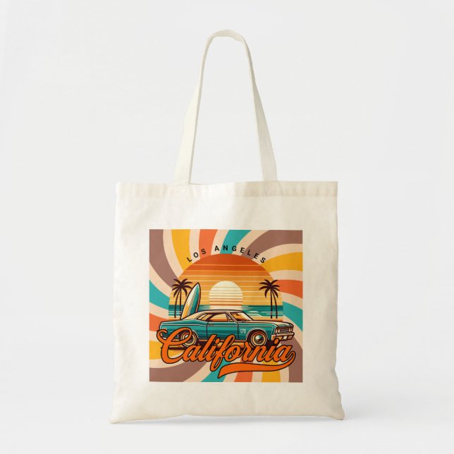 Los Angeles California Retro Tote Bag (Front)