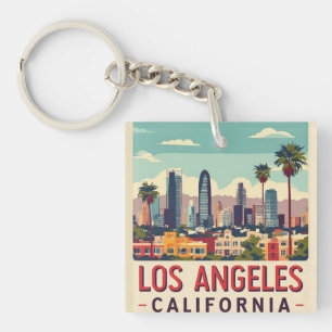 Los Angeles California Retro Travel Key Ring