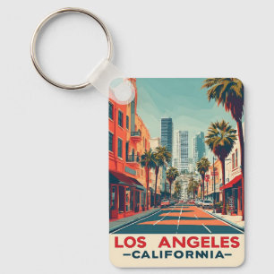 Los Angeles California Retro Travel Key Ring