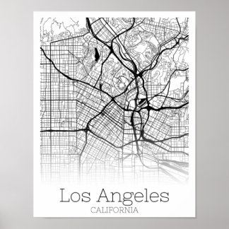 Los Angeles California Road Map Instant Download Poster