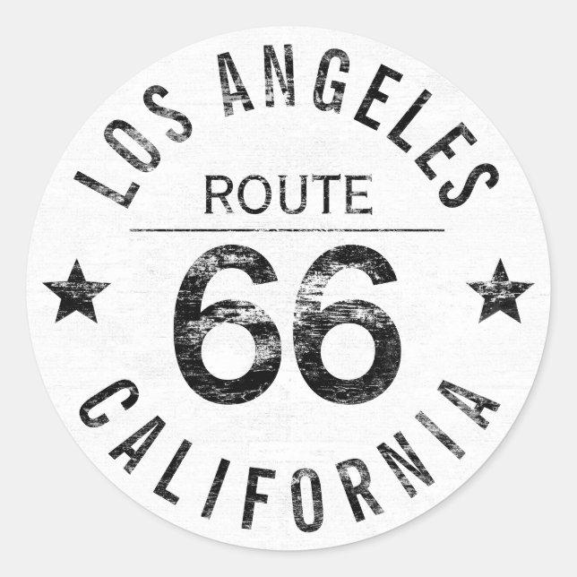 Los Angeles California Route 66 Classic Round Sticker (Front)