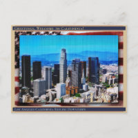 Los Angeles California Skyline Linen + Flag
