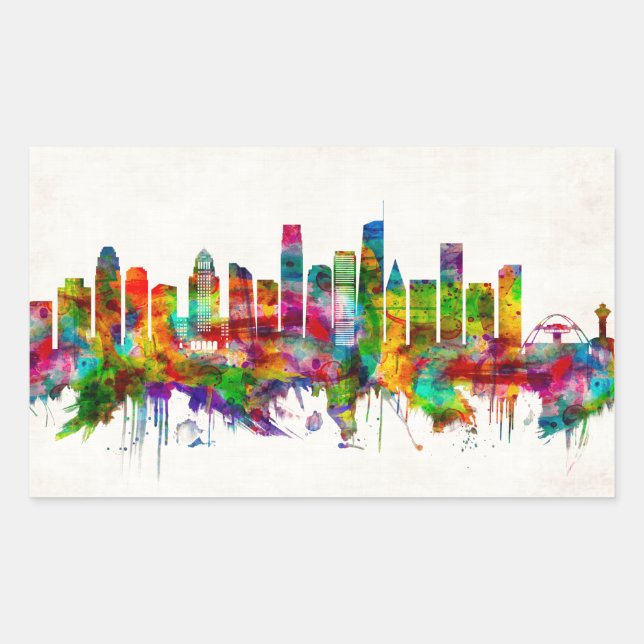 Los Angeles California Skyline Rectangular Sticker (Front)