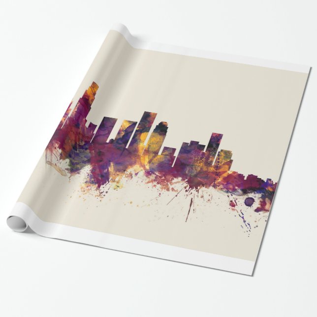 Los Angeles California Skyline Wrapping Paper (Unrolled)