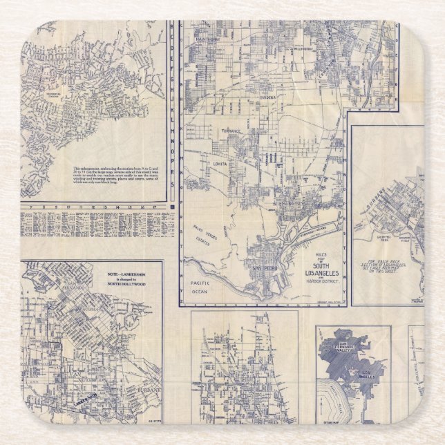Los Angeles, California Square Paper Coaster (Front)