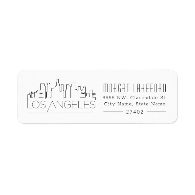 Los Angeles, California Stylised Skyline | Return Address Label (Front)