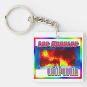 "Los Angeles California Sunset Palm Trees"Keychain Key Ring
