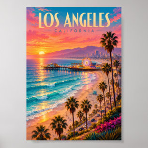 Los Angeles California Sunset Travel Poster