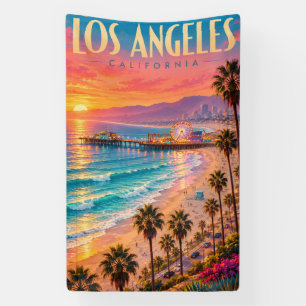 Los Angeles California Sunset Travel Poster Banner
