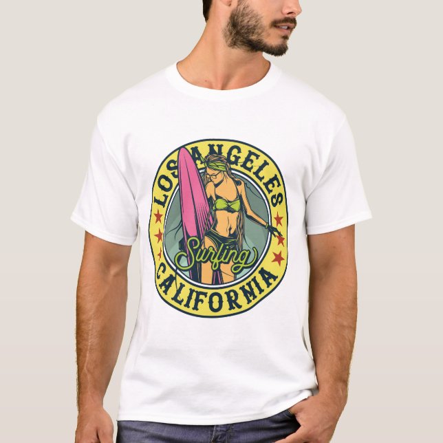 Los Angeles California Surfing T-Shirt (Front)